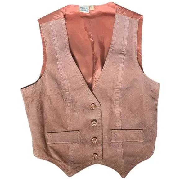 Vintage FRANÇOIS MOREAU Brown Suede Button Front Vest - 3 - Picture 1 of 6